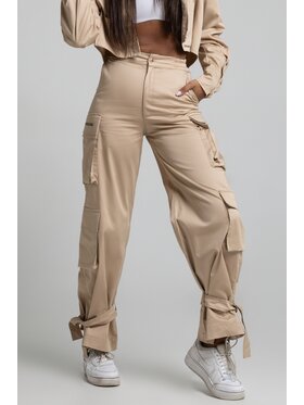 Chiara Wear Chiara Wear Spodnie materiałowe CARGO Beżowy Regular Fit