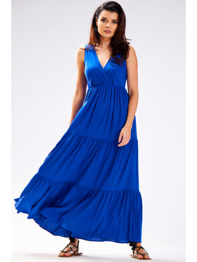 Awama Awama Sukienka letnia A581 Niebieski Basic Fit