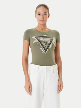 Guess Guess Футболка W5YI13 J1314 Хакі Regular Fit