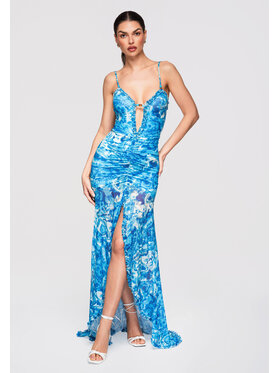 Ombre Ombre Sukienka wieczorowa LA-OM-DLR314 Niebieski Slim Fit