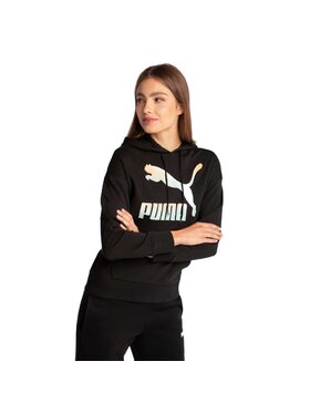 Puma Puma Bluza Classics Logo Hoodie Black-Gloa 53007571 Czarny Classic Fit