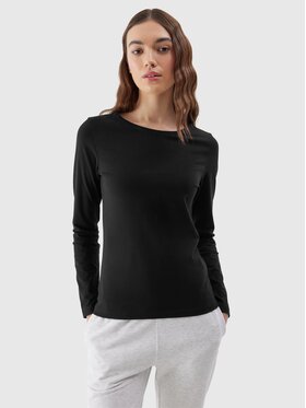 4F 4F Longsleeve 4FWSS24TLONF218-20S-L Czarny Custom Slim Fit