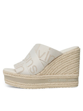 Calvin Klein Jeans Espadrile Wedge Sandal Webbing YW0YW00961 Écru