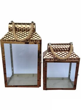 MIAhome MIAhome Lampion 2 szt. metalowy złoty 41x16x23 cm Złoty
