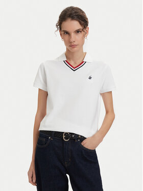 Beverly Hills Polo Club Beverly Hills Polo Club Тениска с яка и копчета P-SS26W-P2217 Бял Regular Fit