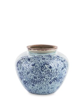 MIAhome MIAhome Wazon ceramiczny Blue Flowers mały Niebieski