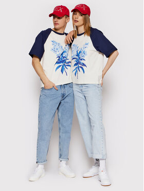 2005 2005 T-särk Unisex College Bloom Tumesinine Regular Fit