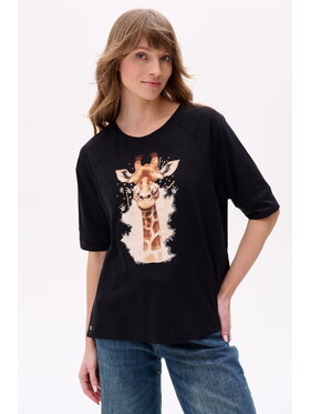 blue shadow blue shadow T-Shirt Giraffe Czarny Regular Fit
