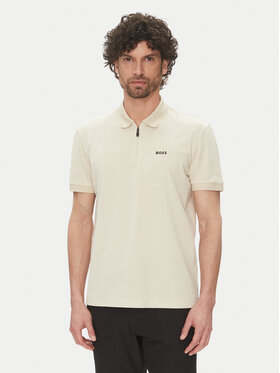 BOSS BOSS Тениска с яка и копчета Philix Pima 50538177 Бежов Regular Fit