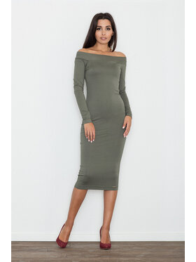 FIGL FIGL Šaty M558 Khaki Slim Fit