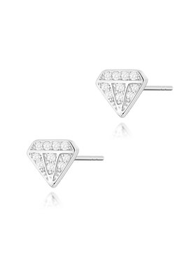 Fugart Fugart Kolczyki Kolczyki z białego złota w kształcie diamentów z brylantami FKO504-B585-B0.10 Biały