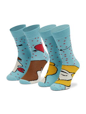Zooksy Zooksy Zestaw 2 par wysokich skarpet unisex Miłośniki Box Miłośnica Brąz + Miłośnik Blond Błękitny