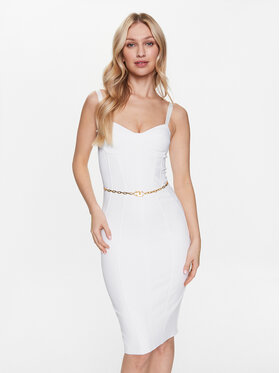 Elisabetta Franchi Elisabetta Franchi Koktejlové šaty AB-410-32E2-V400 Bílá Slim Fit