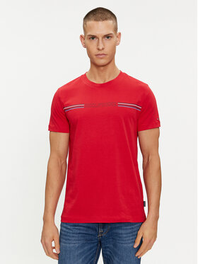 Tommy Hilfiger Tommy Hilfiger T-Shirt Stripe Chest MW0MW34428 Červená Regular Fit