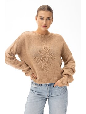 MANDRAGORA MANDRAGORA Sweter z Wełny Merino i Baby Alpaki z Logowaniem Vero Brązowy Regular Fit