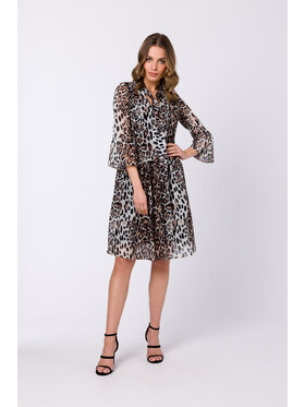 Stylove Stylove Sukienka codzienna S337 Brązowy Regular Fit