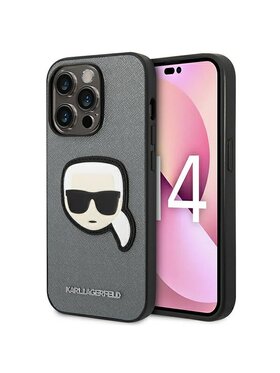 KARL LAGERFELD KARL LAGERFELD Etui na telefon Saffiano Karl Head Patch Case Srebrny