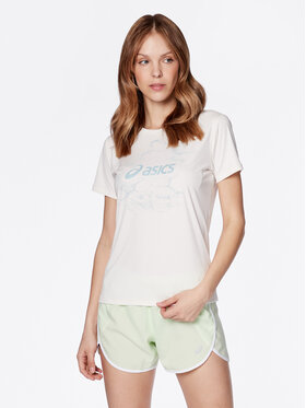 Asics Asics Тениска от техническо трико Nagino Graphic 2012C752 Екрю Regular Fit
