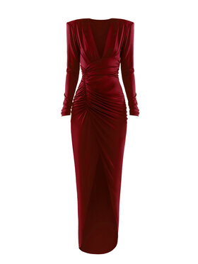 sax35th sax35th Sukienka wieczorowa STARDUST Bordowy Slim Fit