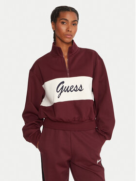 Guess Guess Mikina V5BQ00 KCX22 Bordová Regular Fit