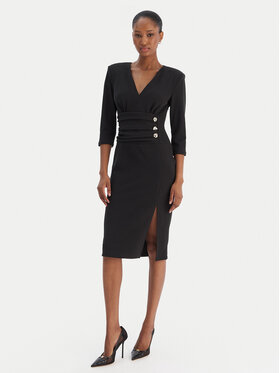 Rinascimento Rinascimento Koktejlové šaty CFC0020161002 Čierna Slim Fit