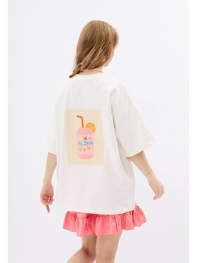 Mirons Mirons T-Shirt Print Biały Oversize