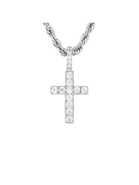 ICED STUFF ICED STUFF Μενταγιόν Micro Diamond Cross Λευκόχρυσο