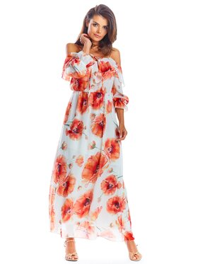 Awama Awama Sukienka letnia A311 Czerwony Basic Fit