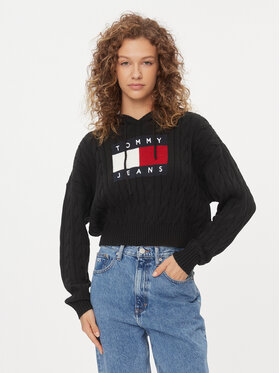 Tommy Jeans Tommy Jeans Sveter Center Flag DW0DW16528 Čierna Regular Fit