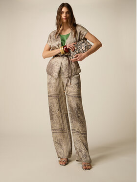 Oltre Oltre Pantaloni di tessuto P015J002472N0R2 Crema Baggy Fit