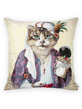 Mental Ether Mental Ether Poduszka dekoracyjna Mag z kotem Beżowy
