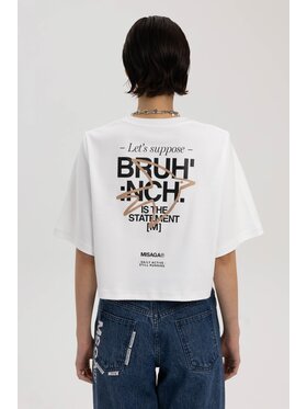 Misaga Misaga T-Shirt Brunch Crop T-Shirt Biały Regular Fit