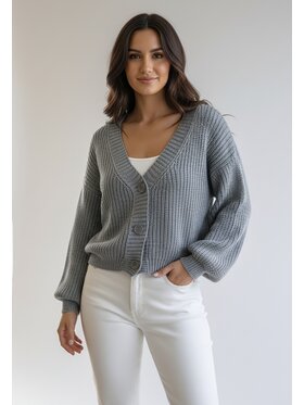 FIGL FIGL Kardigán M1263 Sivá Regular Fit