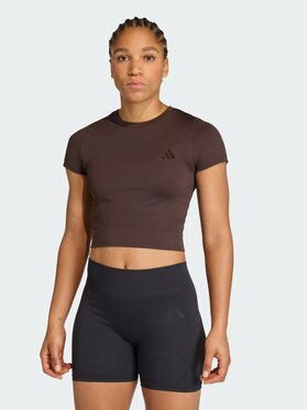 adidas adidas Koszulka techniczna 158656 Brązowy Fitted Fit