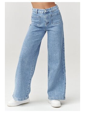 Makadamia Makadamia Jeansy C32 Niebieski Wide Leg
