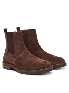 Tommy Hilfiger Tommy Hilfiger Botki Cleated Hilifger Suede Boot FM0FM05961 Brązowy