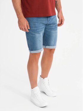 Ombre Ombre Szorty jeansowe OM-SRDS-0164 Niebieski Regular Fit