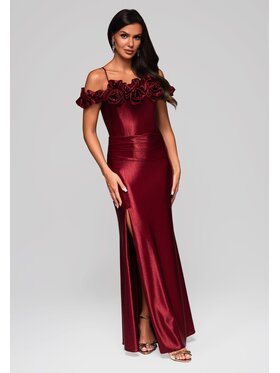 Ombre Ombre Sukienka wieczorowa LA-OM-DLR213 Bordowy Regular Fit