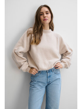 Fobya Fobya Sweter F2082 Beżowy jasny Basic Fit