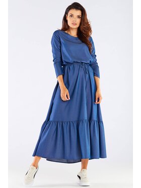 Awama Awama Sukienka letnia A455 Niebieski Basic Fit
