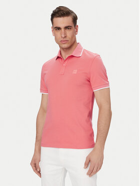 BOSS BOSS Тениска с яка и копчета Passertip 50507699 Светлочервен Slim Fit