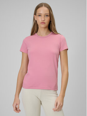 4F 4F T-Shirt BASIC+ Różowy jasny Slim Fit