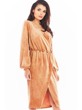 Awama Awama Vestito di maglia A406 Beige Basic Fit