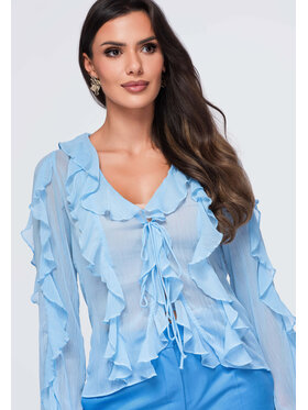 Ombre Ombre Bluzka OW-TS-E0078 Niebieski Loose Fit