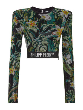 PHILIPP PLEIN PHILIPP PLEIN Bluzka 3277 Zielony Cropped Fit