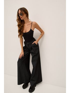 Hottie Hot Hottie Hot Dámske nohavice PLEASE denim Čierna Oversize