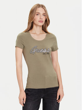 Guess Guess Tričko W5YI16 J1314 Zelená Regular Fit
