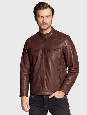 Pepe Jeans Pepe Jeans Kurtka skórzana Jayson PM402604 Brązowy Regular Fit