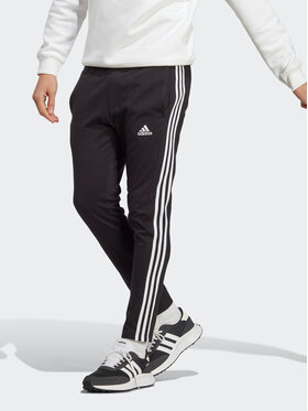 adidas adidas Pantalon jogging Essentials Single Jersey Tapered Open Hem 3-Stripes Joggers IC0044 Noir Regular Fit