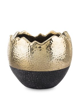 MIAhome MIAhome Osłonka czarno-złota kamionka 12,5x14x14 cm Złoty
